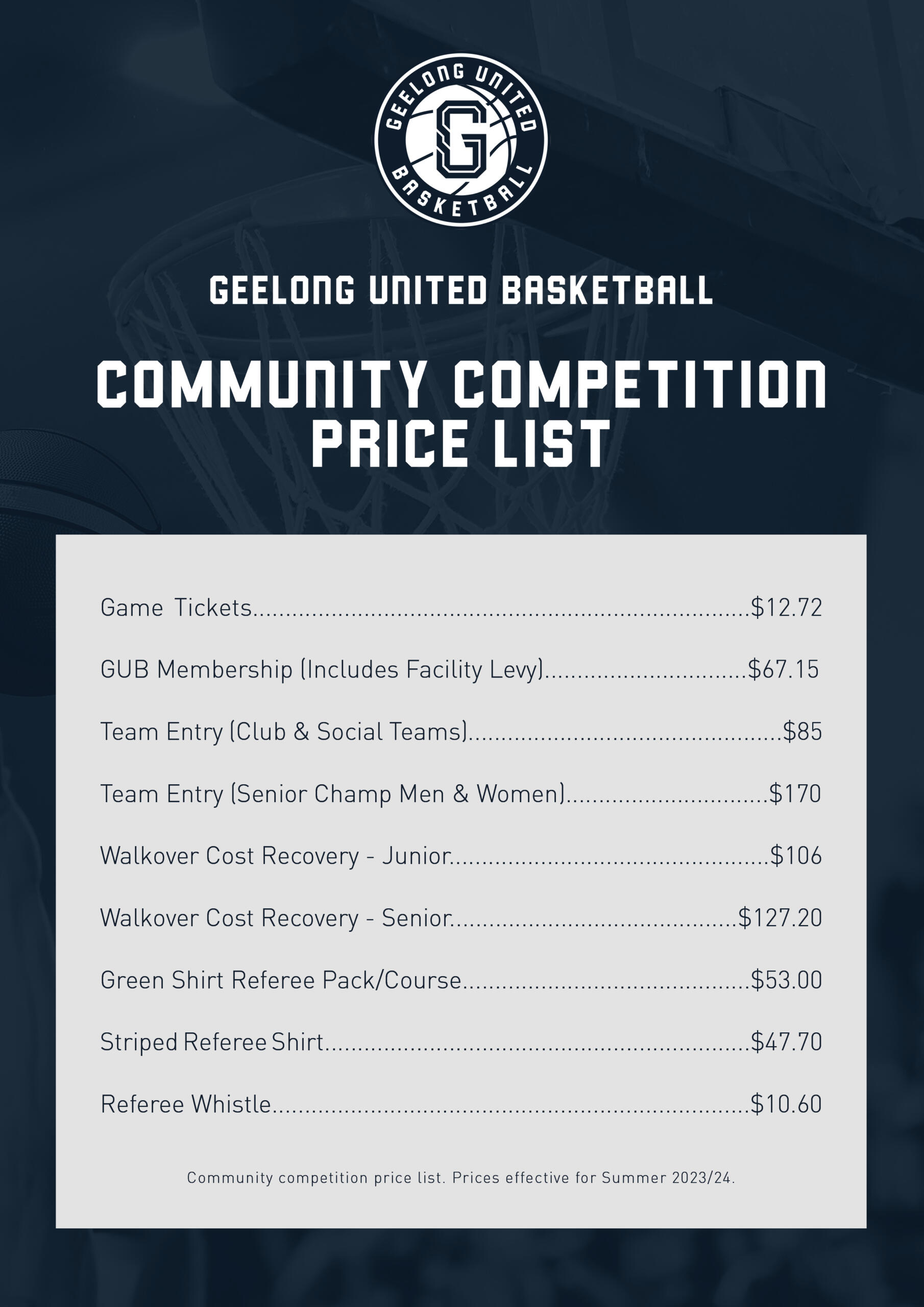 Gub Community Price List 2023