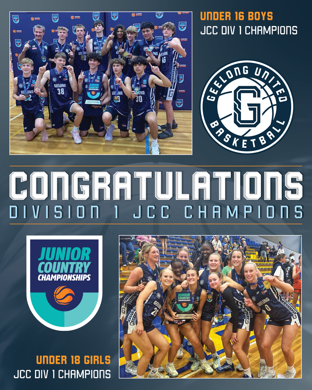 JCC Division 1 Champions Geelong United Basketball